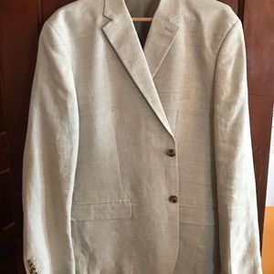 H&M Men’s Linen Cream/Beige Slim Fit 2 Piece Suit 50R